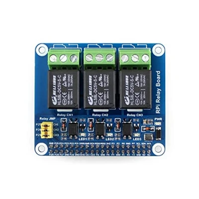 Afbeelding van Waveshare RPi Relay Board, with 3 way Control, Pi 40PIN GPIO Extension Header, Compatible Raspberry Series Boards, Used for to Control High Voltage/Current Devices