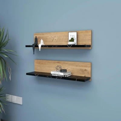 Afbeelding van Wandplankset Woody Fashion 60 x 13 15 cm Atlantic Pine Black