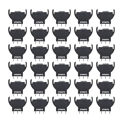 Afbeelding van VGOL 30Pcs CR2032 CR2025 CR2016 Batterij Houder Munt Mobiele Knop Socket Case Verticale Met 3 Pin Dip Type Zwart