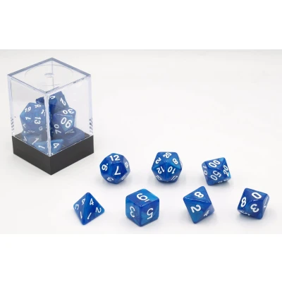 Afbeelding van Dobbelstenen Blauw Parelmoer 7 set Brick