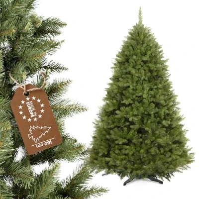 Afbeelding van KADAX Kerstboom, kunstkerstboom van PVC kunststof, vuren incl. kunststof standaard 180 cm, levensechte boom Ø ca. 115, met 70 takken en 15 boomkronen (bos open haard cm)