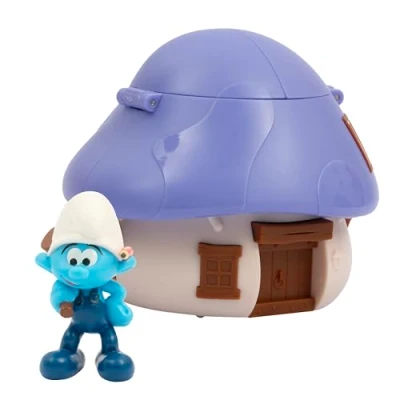 Afbeelding van Giochi Preziosi De Smurfen uitvinder Smurf 5,5 cm en zijn sluimfhuis met paars dak, oplaadbaar mechanisme verrassingseffect, voor kinderen vanaf 3 jaar