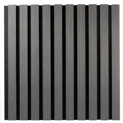 Afbeelding van PROVISTON Akoestische 3D wandpanelen, 400 x 21 mm, gefineerde mdf houten lamellen in de kleur donker eiken ondergrond als onderlaag