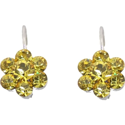 Afbeelding van Behave Oorbellen Oorhangers met Gele Licht Topaz Swarovski Elements Kristal Steentjes