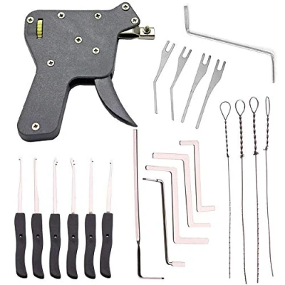 Afbeelding van Loboo Idea slotenmaker Tool Deurslot Opener Kit, inclusief een Lock Pick Gun, 10 stuks gebroken sleutel extractor kit en 5 spansleutels voor professionele beginners