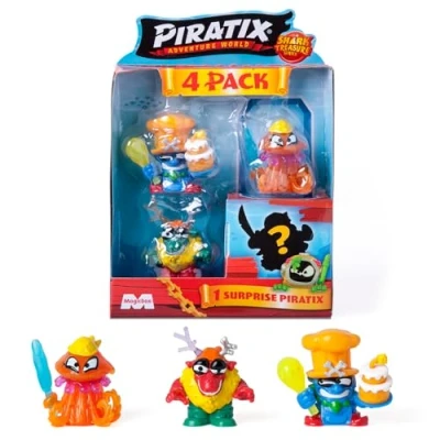 Afbeelding van PIRATIX ADVENTURE WORLD Serie Shark Treasure, 4 stuks, bevat piratix, 1 &quot;glas&quot; en verrassing &quot;kristal&quot; accessoires, verpakking van 6 stuks