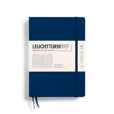 Afbeelding van Leuchtturm1917 Notebook Master Slim (A4+), 121 Genummerde Pagina&#039;s Geregeerd Ruled Marineblauw
