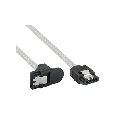 Afbeelding van SATA datakabel recht / haaks naar beneden rond SATA600 6 Gbit/s transparant 0,50 meter