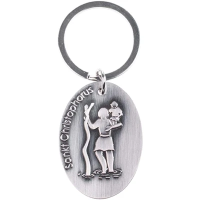 Afbeelding van Fritz Cox® Christophorus moderne sleutelhanger met bijpassende cadeaukaart en gravering &#039;Uw metgezel op elke reis&#039;; persoonlijke opdracht de achterkant