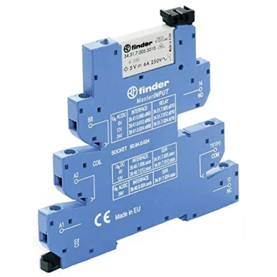 Afbeelding van Finder interfacerelais voet relais masterinput schroefaansluiting 6 2mm 1 wisselcontact 6a 250vac aansluitspanning 24 vac dc 39 41 0 024 5060