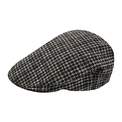 Afbeelding van TOSKATOK Herenpet met klep, geruit, wolmix, tweedpet, plat, Brown Herringbone, L XL
