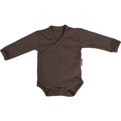 Afbeelding van MamaLoes Chocolade Maat 68 Korte Mouw Overslag Romper ML010249