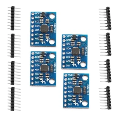 Afbeelding van 4 x GY 521 MPU 6050 module, 3 assen accelerometer gyroscoop module 6 DOF axis sensor 16 bit AD converter data output IIC I2C en versnellingssensor compatibel met Ard