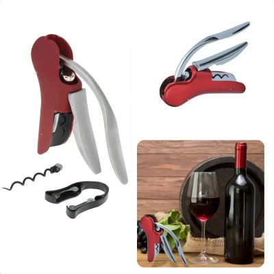Afbeelding van Cheqo® Luxe Kurkentrekker Met Foliesnijder Flesopener Kelnermes RVS Opbergdoos en Reservespiraal 15cm