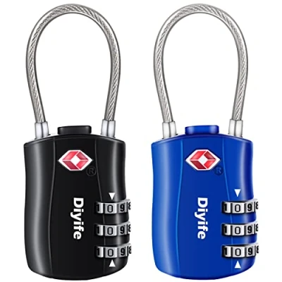 Afbeelding van Diyife [2 Stuks] Bagagesloten TSA Kofferslot, 3 Cijferig Veiligheidsslot, Cijferslot Combinatieslot, voor Reiskoffer, Rugzakken, Bagagetas, Lockers Case, Gym etc.(Blauw + Zwart)