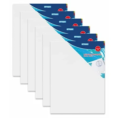 Afbeelding van Stylex 28633 P6 spieraam 18 x 24 cm, met canvas van 100% katoenweefsel, geprimed, aan de achterkant geniet, voor olie , acryl en tempera verf, gouache schilderwerk, 6 stuks