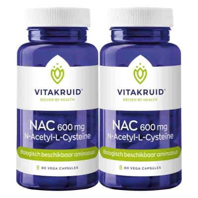 Afbeelding van 2x Vitakruid Nac 600 mg N Acetyl L Cysteïne 60 vegacapsules