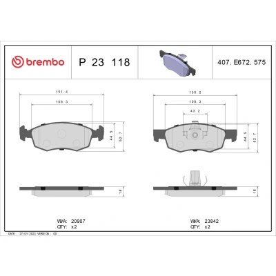 Afbeelding van Brembo Remblokset P 23 118