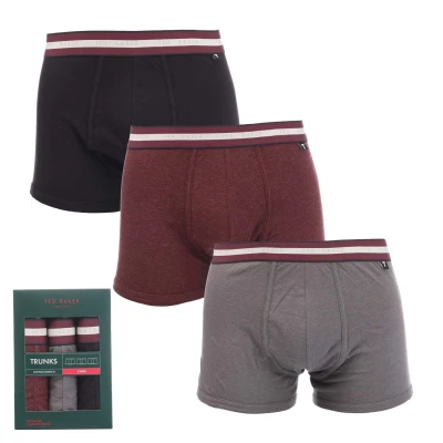 Afbeelding van Ted Baker Heren Trunks, katoen, 3 Pack, (TBB02), Zwart/Grijs/Radicchio, M