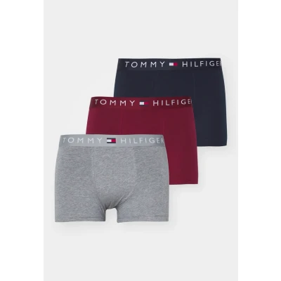 Afbeelding van Tommy Hilfiger Original Trunk 3 PACK Onderbroeken, Heren, Maat: XXL, Desert sky/medium grey heather/red