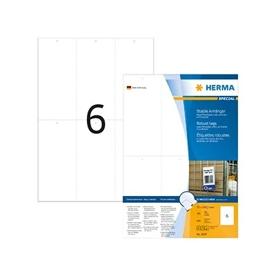 Afbeelding van Herma Stevige labelhangers A4 70x148,5 mm wit papier/folie/papier gepe