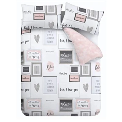 Afbeelding van Catherine Lansfield Sleep Dreams Omkeerbare tweepersoons dekbedovertrek set met kussenslopen Blush Pink