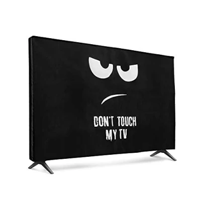 Afbeelding van kwmobile hoes geschikt voor 32&quot; TV Beschermhoes televisie Schermafdekking in wit / zwart Don&#039;t Touch my design