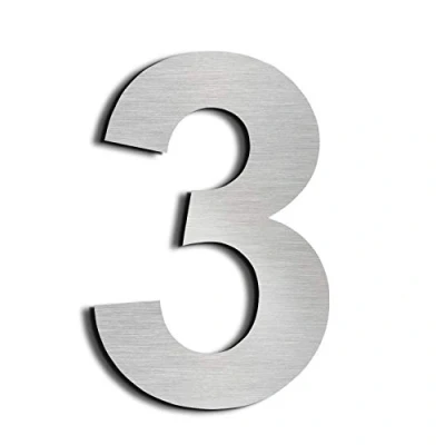 Afbeelding van Groot modern huisnummer van massief 304 roestvrij staal,15,3 cm/6in,geborsteld oppervlak zweefeffect,eenvoudig te monteren（6in 3）