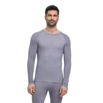 Afbeelding van FALKE Heren Top van onderlaag Wool Tech Light Round Neck M L/S SH Wol Functioneel material Sneldrogend 1 Stuk, Grijs (Grey Heather 3757), XL