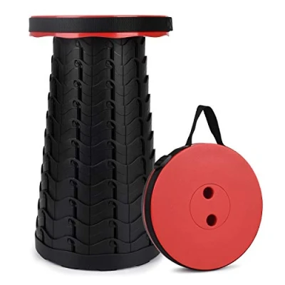 Afbeelding van Draagbare Telescopische Kruk, 2e Generatie Vouwende Camping Lichtgewicht Kruk voor Outdoor BBQ Vissen Wandelen Tuinieren Binnen, Maximale Load 180 kg (rood)