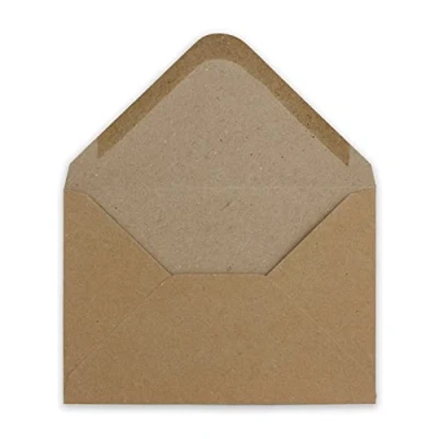 Afbeelding van 150 DIN B6 enveloppen van kraftpapier, vintage bruin, recycling, 17,8 x 12,5 cm, 120 g/m², nat plakrand, postenveloppen zonder venster, ideaal voor Kerstmis, wenskaarten, uitnodigingen je