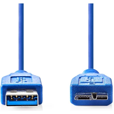 Afbeelding van USB A naar Micro kabel 1 meter 3.0 (100% koper, Blauw)