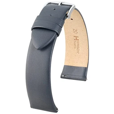 Afbeelding van HIRSCH Uhren Armband Toronto L Italiaans kalfsleer klassiek/elegant voor dames en heren grijs 20 mm