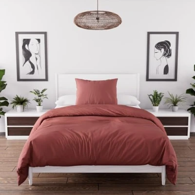 Afbeelding van Intemporel Boheme gewassen microvezel dekbedovertrekset, 140 x 200 cm, baksteenkleur
