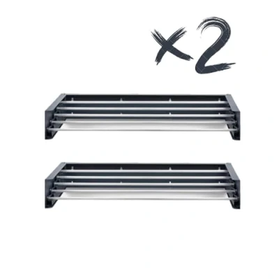 Afbeelding van foxydry Hide Wandwasdroger, wasrek voor balkon, binnen en buiten, inklapbaar, 2 stuks, x 71 cm, antraciet