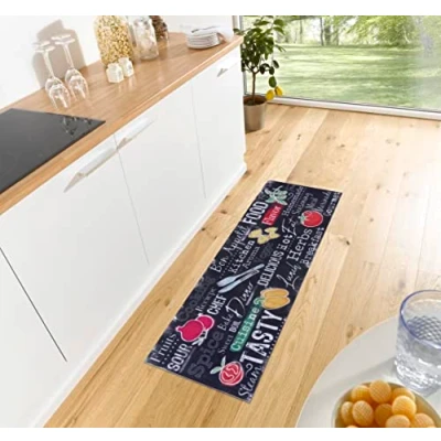 Afbeelding van Hanse Home Cook &amp; Clean Keukenloper, keukentapijt met belettering, antislip, onderhoudsvriendelijk, vloerkleed voor keuken, hal, entree, eetkamer, 50 x 150 cm