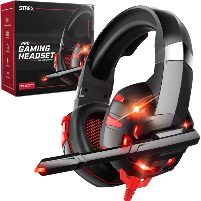 Afbeelding van Strex Gaming Headset met Microfoon Rood PC + PS4 PS5 Xbox One Series