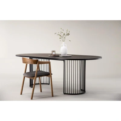 Afbeelding van Svea Zaru deens ovale eettafel 220 x 110 cm zwart Hout
