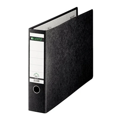 Afbeelding van Leitz 180 Ordner, Capaciteit van 575 Vellen A3 Papier, Rugbreedte 77 Millimeter, Uniek Gepatenteerd Mechanisme, 100% Gerecycled Karton, Zwart, 10730000