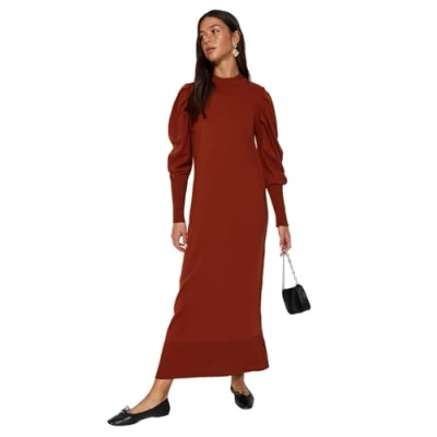 Afbeelding van Trendyol Damesjurk, bruin, shift jurk, XL