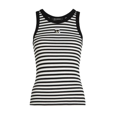 Afbeelding van KARL Lagerfeld IKON TANK Top, Dames, Maat: Large, Cannoli cream/black