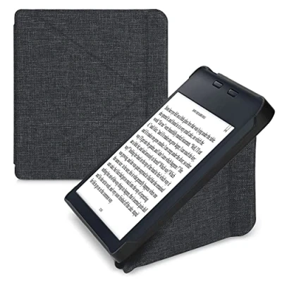 Afbeelding van kwmobile ereader hoesje van stof Compatibel met Kobo Libra 2 Case magneetsluiting Cover in donkergrijs