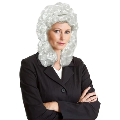 Afbeelding van UILYNIU Pruik voor heren, edelmann, Lord, Richter, barok, rechter, kostuum, rococo, krullend, marquis, Halloween, cosplay, pruik, lange vlecht, wit, edelman wit