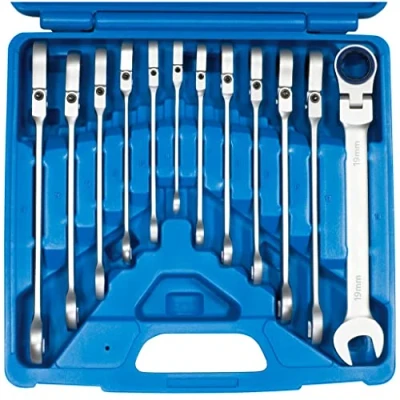 Afbeelding van SW Stahl S1597 ringratelsleutelset 8 19 mm 12 delig I ringsleutel met scharnier 72 tanden steeksleutel ringratel