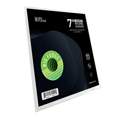 Afbeelding van BIG FUDGE Vinyl Platenalbum 18 cm Platenhoezen x 50 Stuks Speciale Zwaargewicht &amp; Zuurvrije Zwarte Editie Slanke Anti Statische voor Single LPs