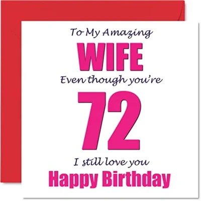 Afbeelding van Grappige 72e Verjaardagskaarten voor Vrouw 72 I Still Love You Gelukkige Verjaardagskaart van Echtgenoot Partner, Tweeënzeventig Seconde Banter Cadeaus, 145mm x Grap Humor Wenskaarten