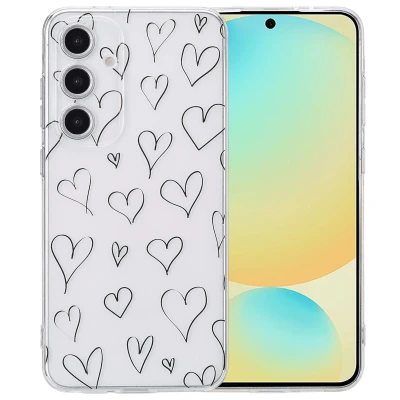 Afbeelding van Samsung Galaxy S24 FE Hoesje Siliconen en TPU (zacht) imoshion Backcover/Softcase Hearts Telefoonhoesje