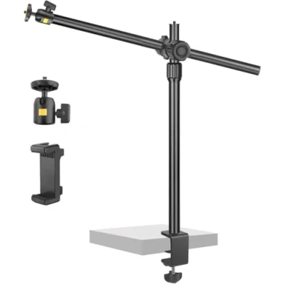 Afbeelding van JEBUTU OS02 Overhead Statief, 31 57cm Tafelstatief voor camera, Verstelbaar, Camera tafelhouder DSLR, Lichtstatief met Flexibele arm en 1/4 inch Kogelkop Telefoon, Ringlicht, Live Streaming