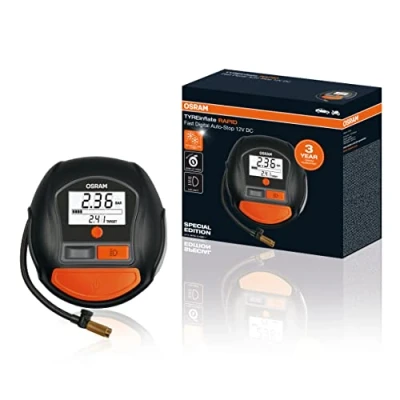 Afbeelding van OSRAM TYREinflate RAPID, digitale 12V luchtcompressor, draagbare compressor, automatische stop, LED lampje, programmeerbaar, elektrische luchtpomp voor banden, aansluiting, bandenpomp in 2 min
