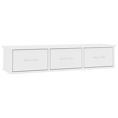 Afbeelding van vidaXL Wandschap met Lades Spaanplaat Wit Opbergmeubel Plank Schap Wandmeubel
